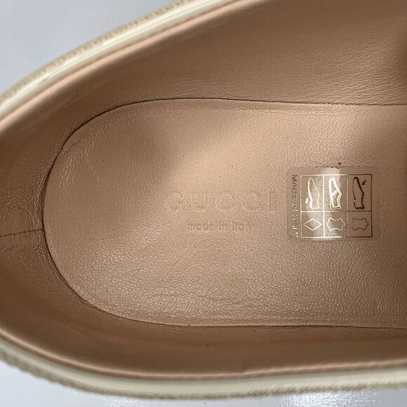 Gucci Falacer Patent Leather Sneakers 38 White Red Blue Bee Crystal Low Top - Picture 11 of 11